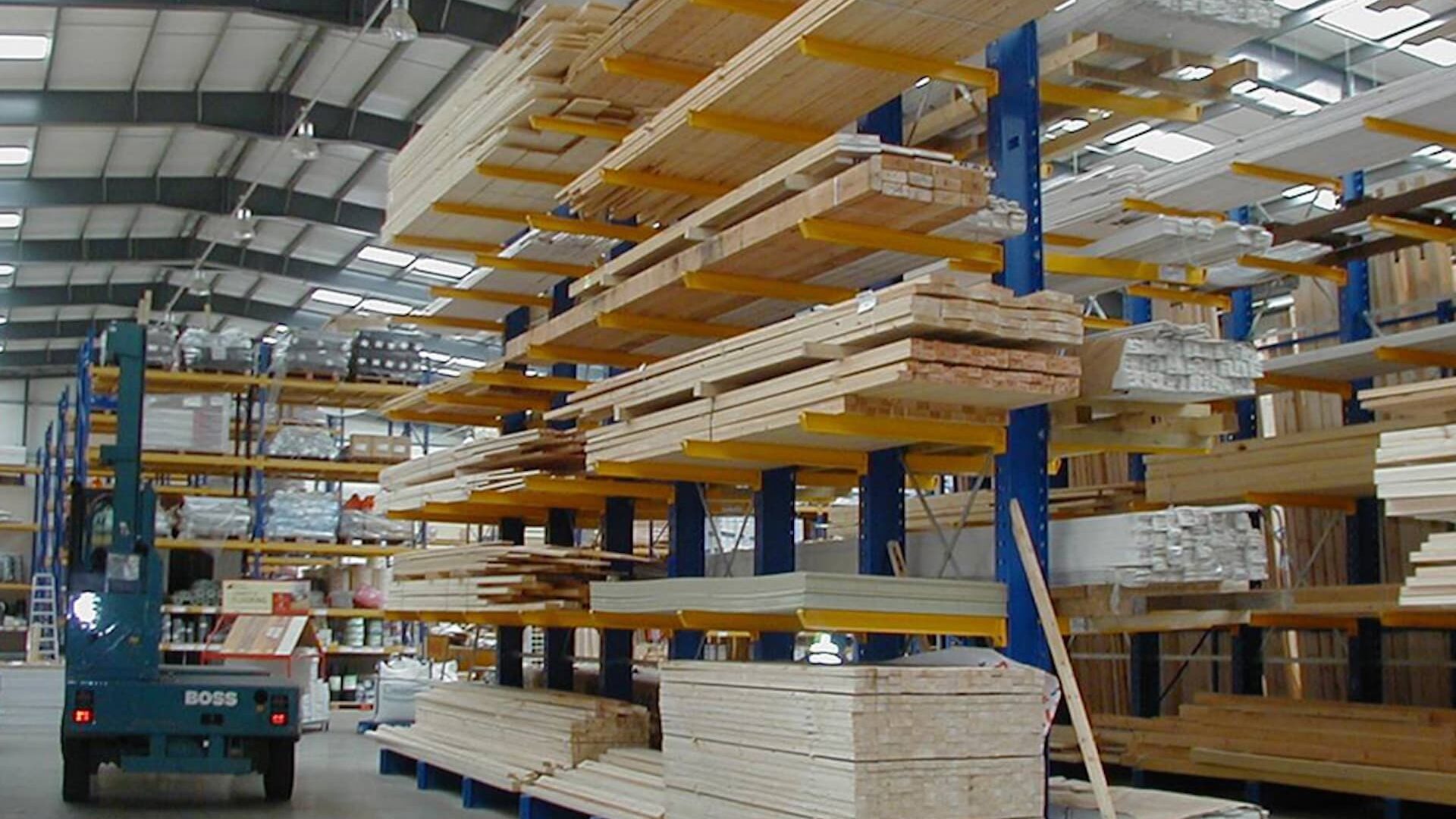 Stacked materials on cantilever racking