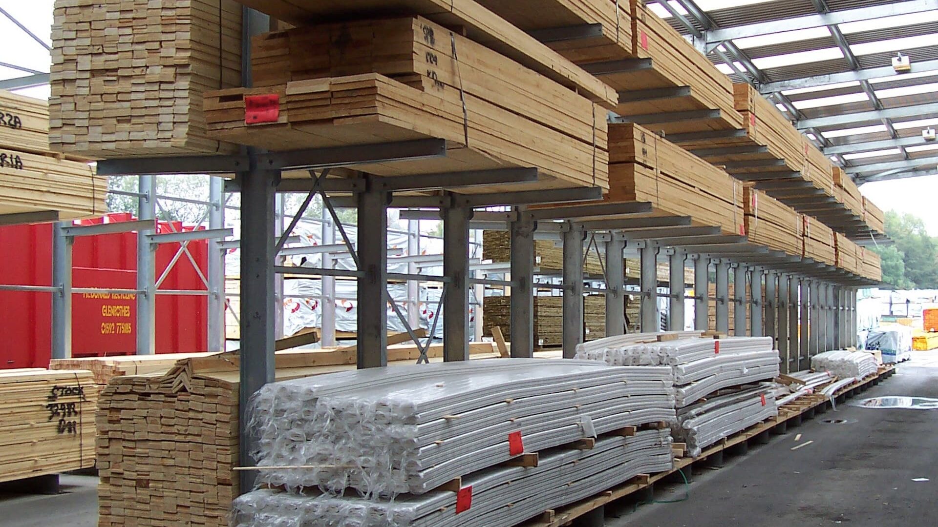 Stacked materials on cantilever racking